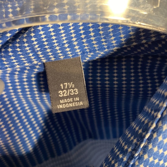 Van Heusen flex men’s dress shirt long sleeve button down blue white 17.5 32 33 - Picture 6 of 8